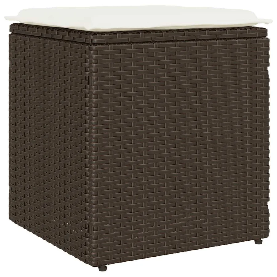 Tabourets jardin avec coussins lot de 2 marron résine tressée - 5