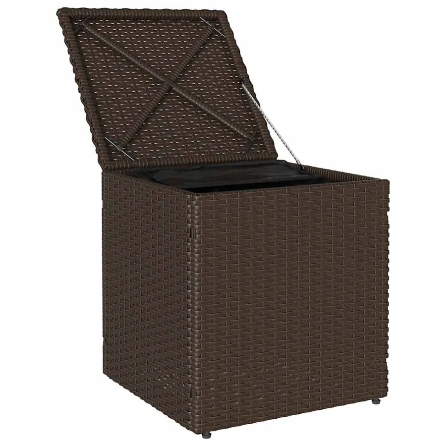 Tabourets jardin avec coussins lot de 2 marron résine tressée - 6