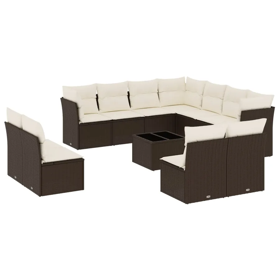Salon de jardin avec coussins 12 pcs marron résine tressée - 2