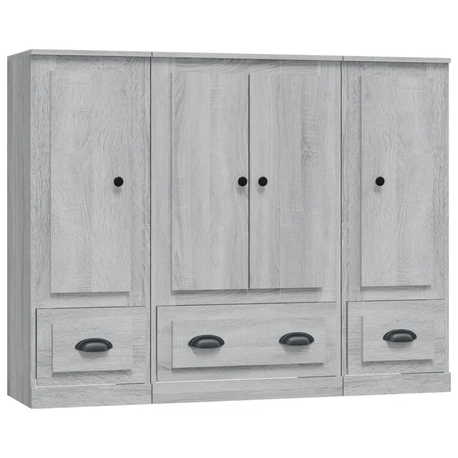 Buffets 3 pcs sonoma gris bois d'ingénierie - 2