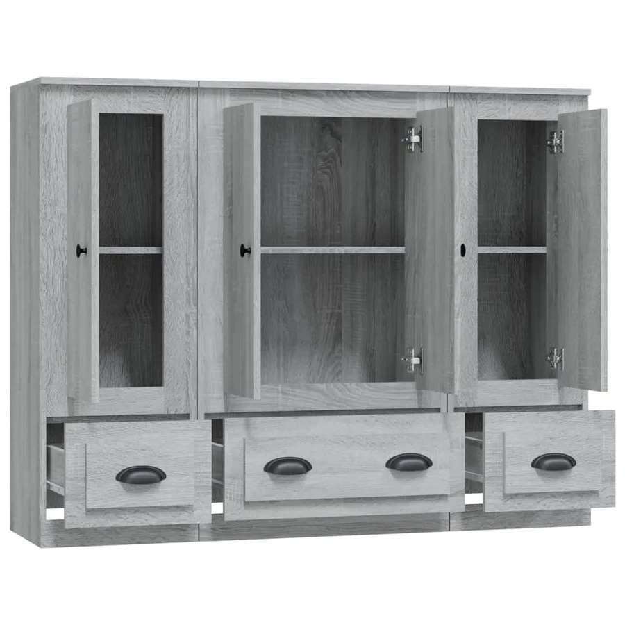 Buffets 3 pcs sonoma gris bois d'ingénierie - 6