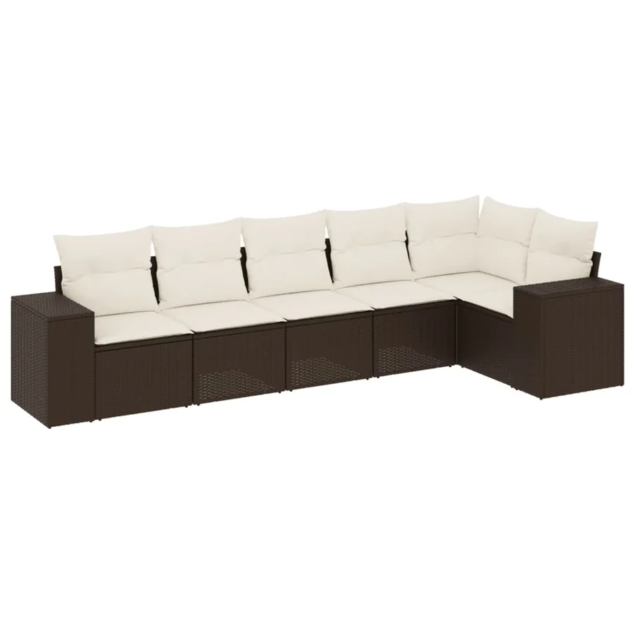 Salon de jardin avec coussins 6 pcs marron résine tressée - 2