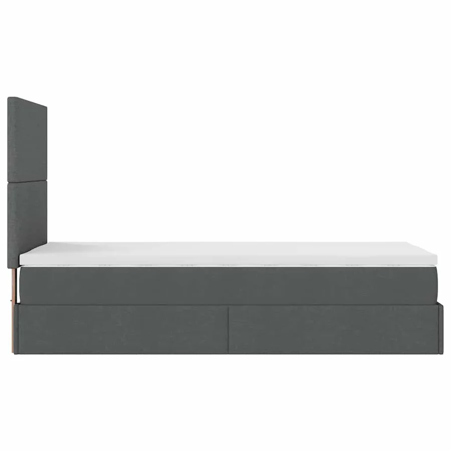 Cadre de lit ottoman avec matelas gris foncé 90x190 cm tissu - 10