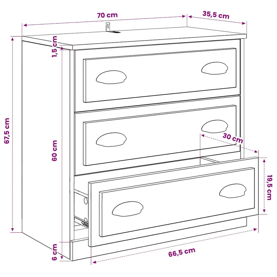Buffets 3 pcs gris béton bois d'ingénierie - 11