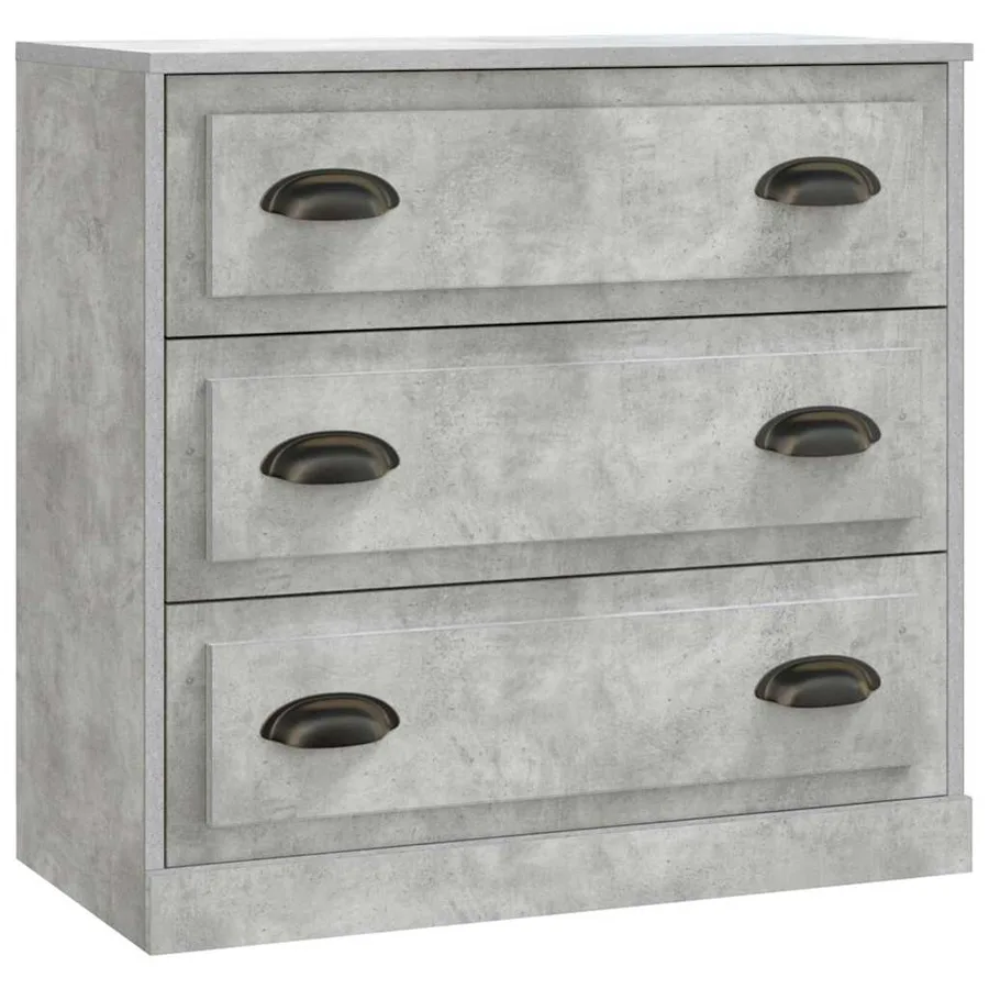 Buffets 3 pcs gris béton bois d'ingénierie - 4