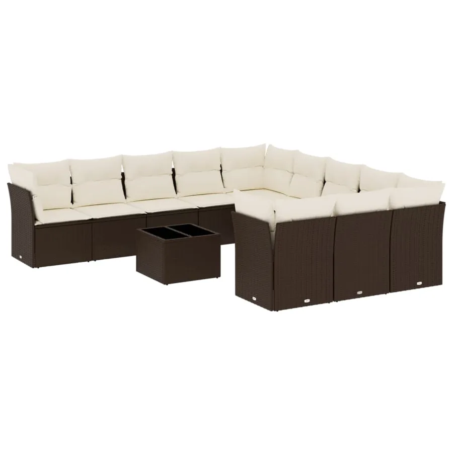 Salon de jardin avec coussins 12 pcs marron résine tressée - 2