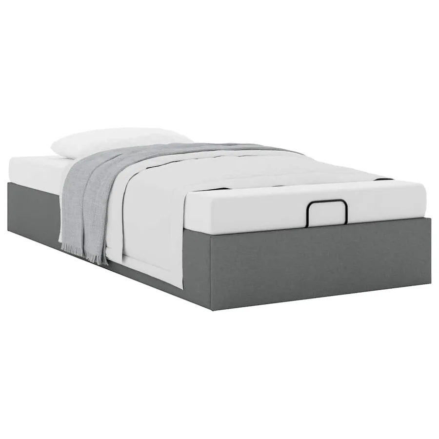 Cadre de lit ottoman sans matelas gris foncé 90x190 cm tissu - 5