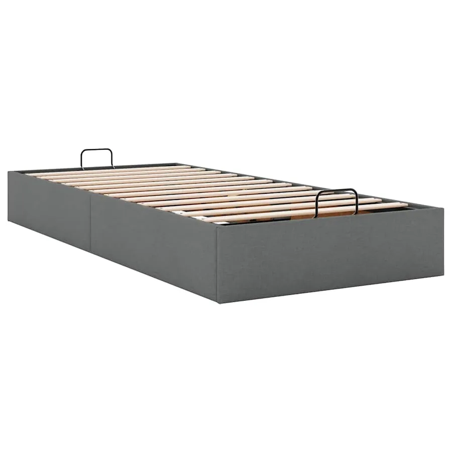 Cadre de lit ottoman sans matelas gris foncé 90x190 cm tissu - 6