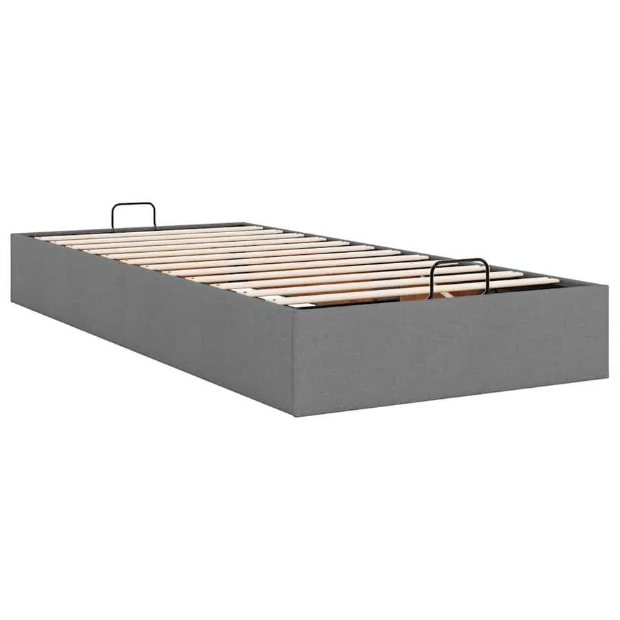 Cadre de lit ottoman sans matelas gris foncé 90x190 cm tissu - 9