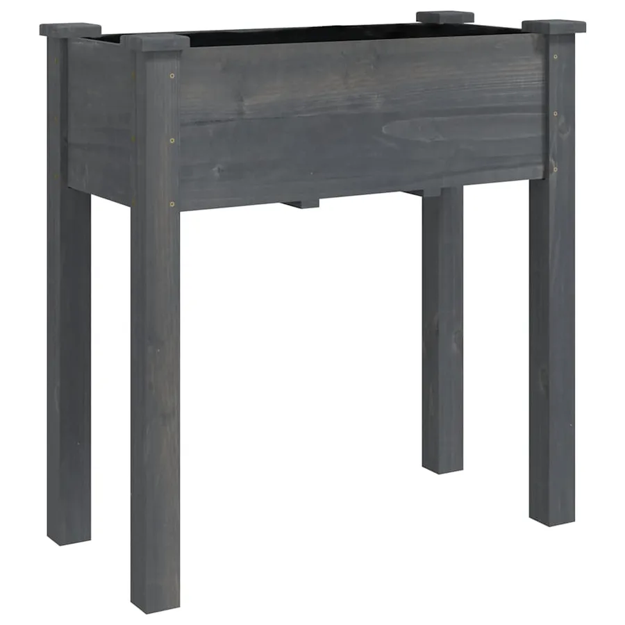 Jardinière sur roues avec doublure gris 71x37x80 cm bois sapin - 3