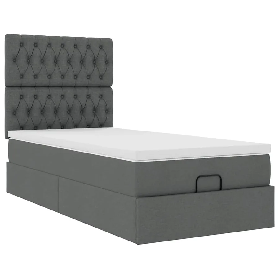 Cadre de lit ottoman avec matelas gris foncé 90x190 cm tissu - 6