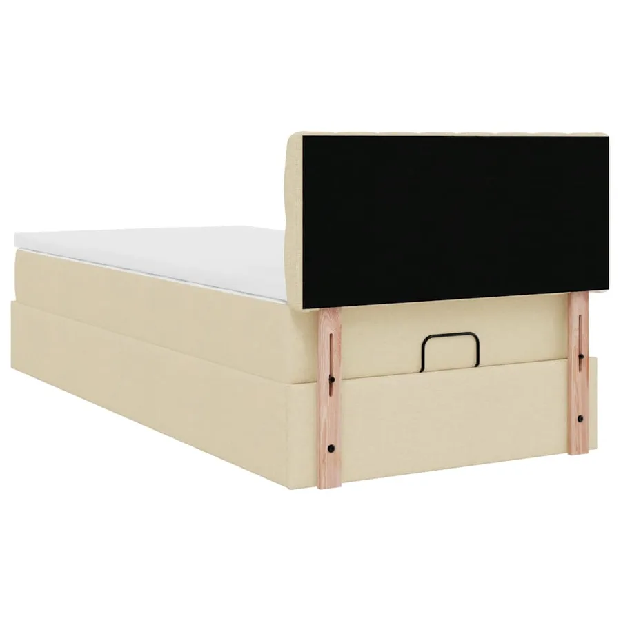 Cadre de lit ottoman avec matelas crème 90x190 cm tissu - 11