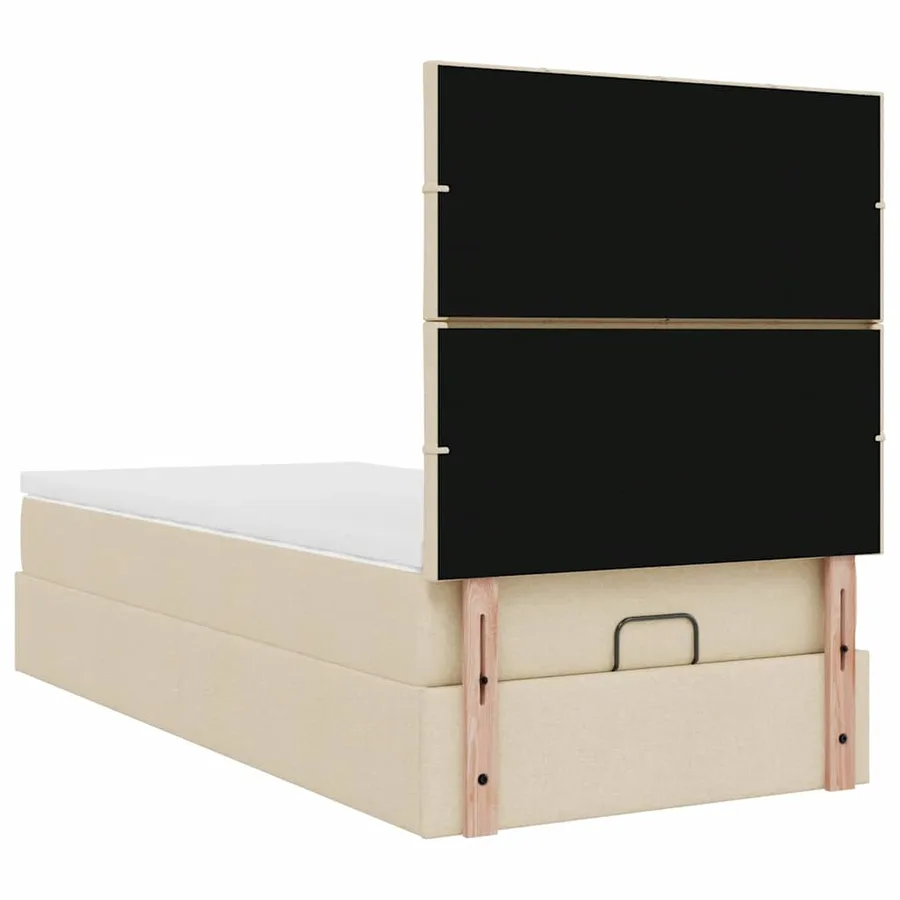 Cadre de lit ottoman avec matelas crème 90x190 cm tissu - 11