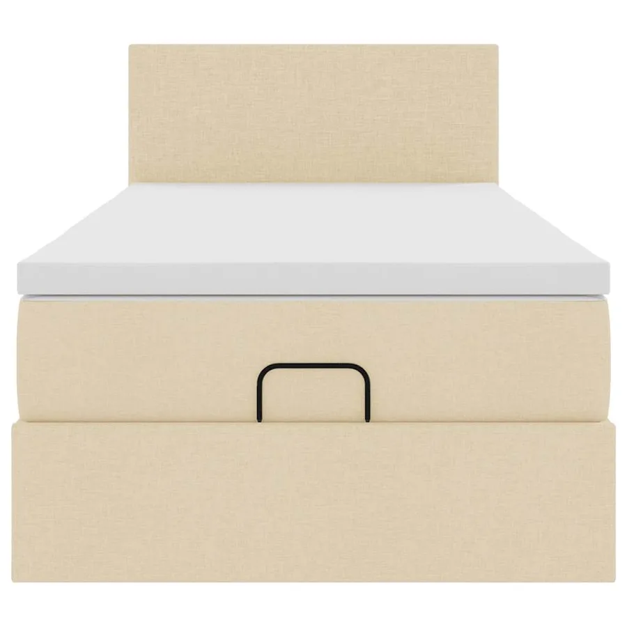 Cadre de lit ottoman avec matelas crème 90x190 cm tissu - 7