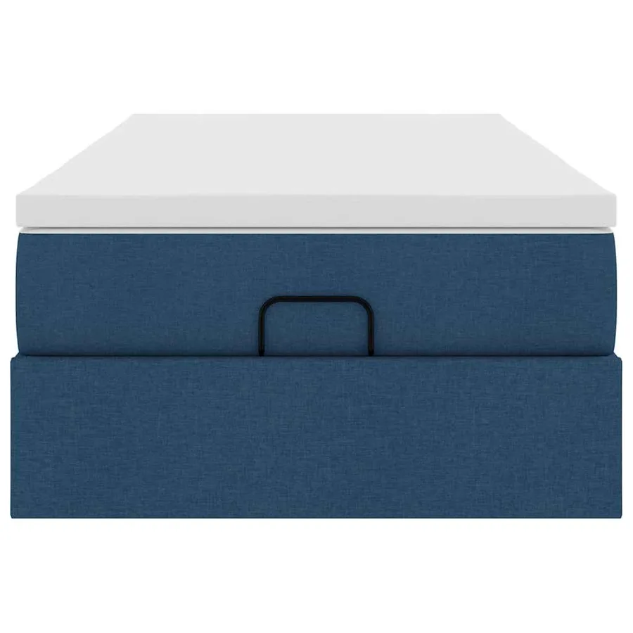 Cadre de lit ottoman avec matelas bleu 80x200 cm tissu - 7