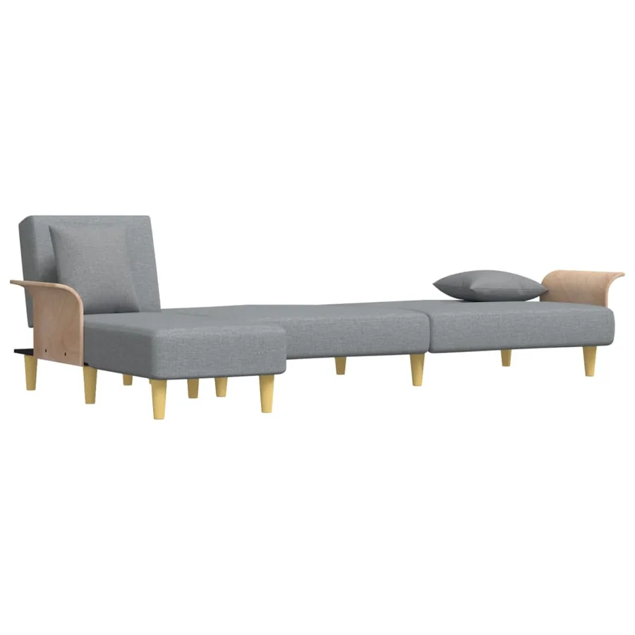 Canapé-lit en forme de L gris clair 279x140x70 cm tissu - 4