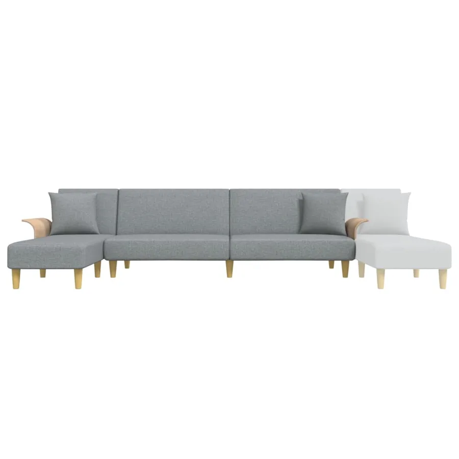 Canapé-lit en forme de L gris clair 279x140x70 cm tissu - 7