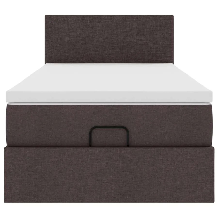 Cadre de lit ottoman avec matelas marron foncé 80x200 cm tissu - 7