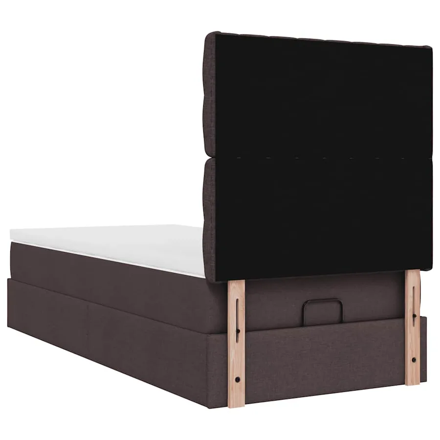 Cadre de lit ottoman avec matelas marron foncé 80x200 cm tissu - 11