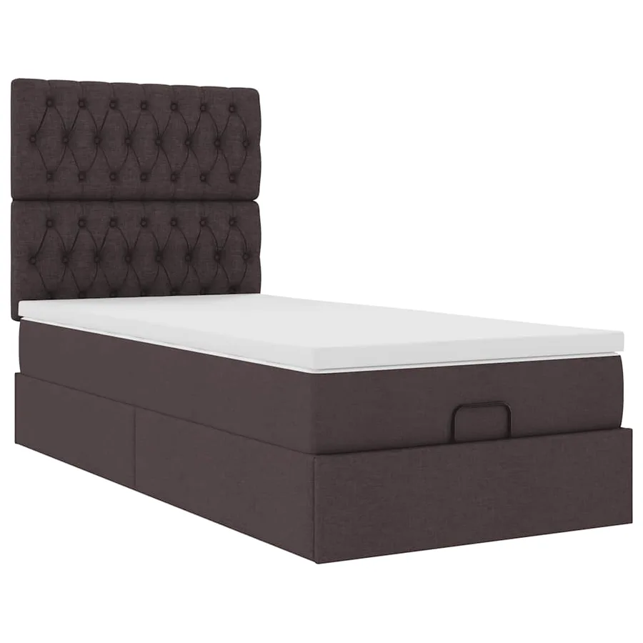 Cadre de lit ottoman avec matelas marron foncé 80x200 cm tissu - 6