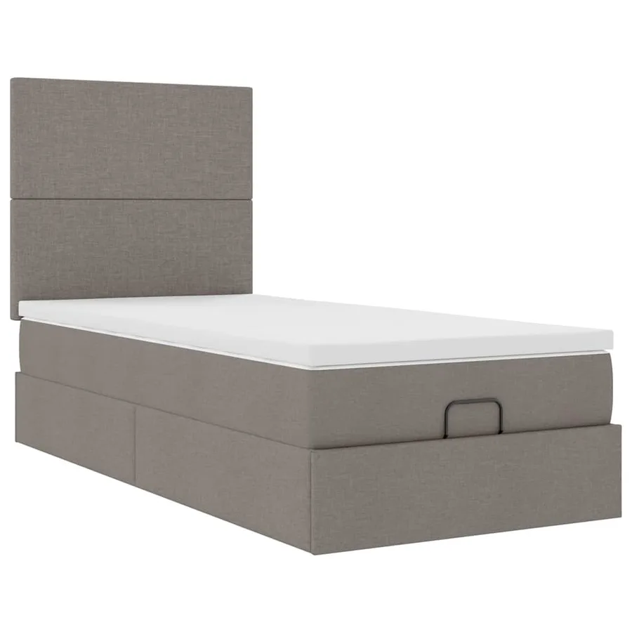 Cadre de lit ottoman avec matelas taupe 90x190 cm tissu - 6