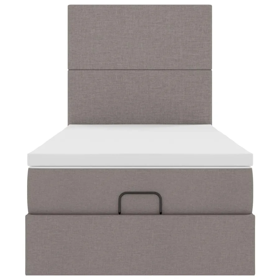 Cadre de lit ottoman avec matelas taupe 90x190 cm tissu - 7