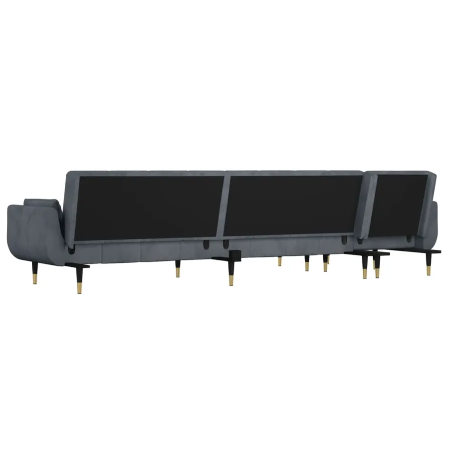 Canapé-lit en forme de L gris 275x140x70 cm velours - 5