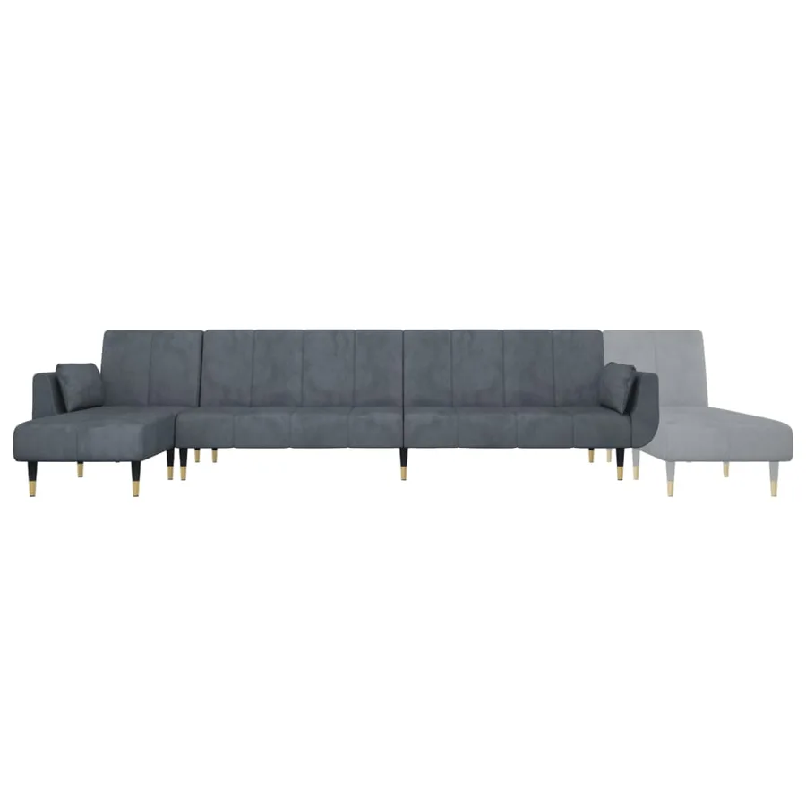 Canapé-lit en forme de L gris 275x140x70 cm velours - 7