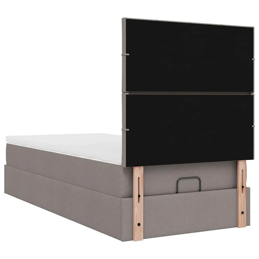 Cadre de lit ottoman avec matelas taupe 90x190 cm tissu - 12