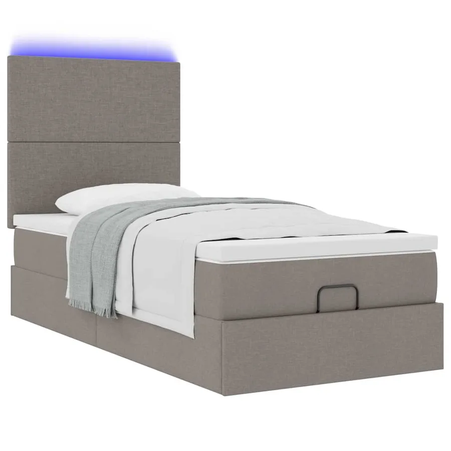 Cadre de lit ottoman avec matelas taupe 90x190 cm tissu - 6