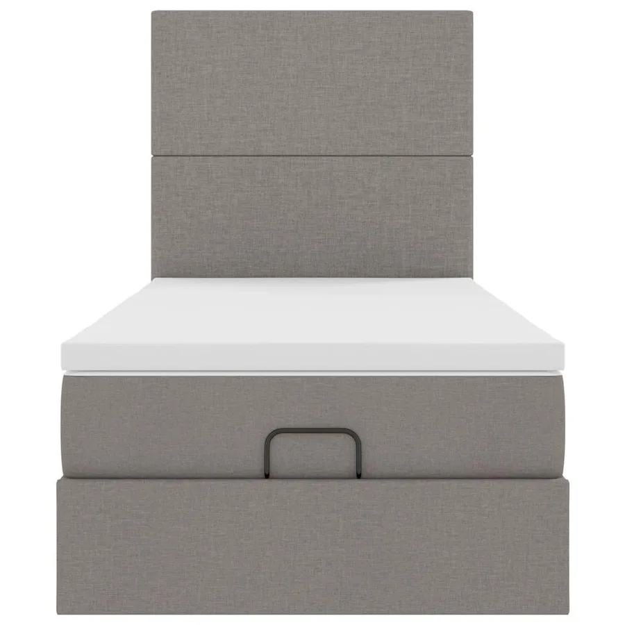 Cadre de lit ottoman avec matelas taupe 90x190 cm tissu - 8