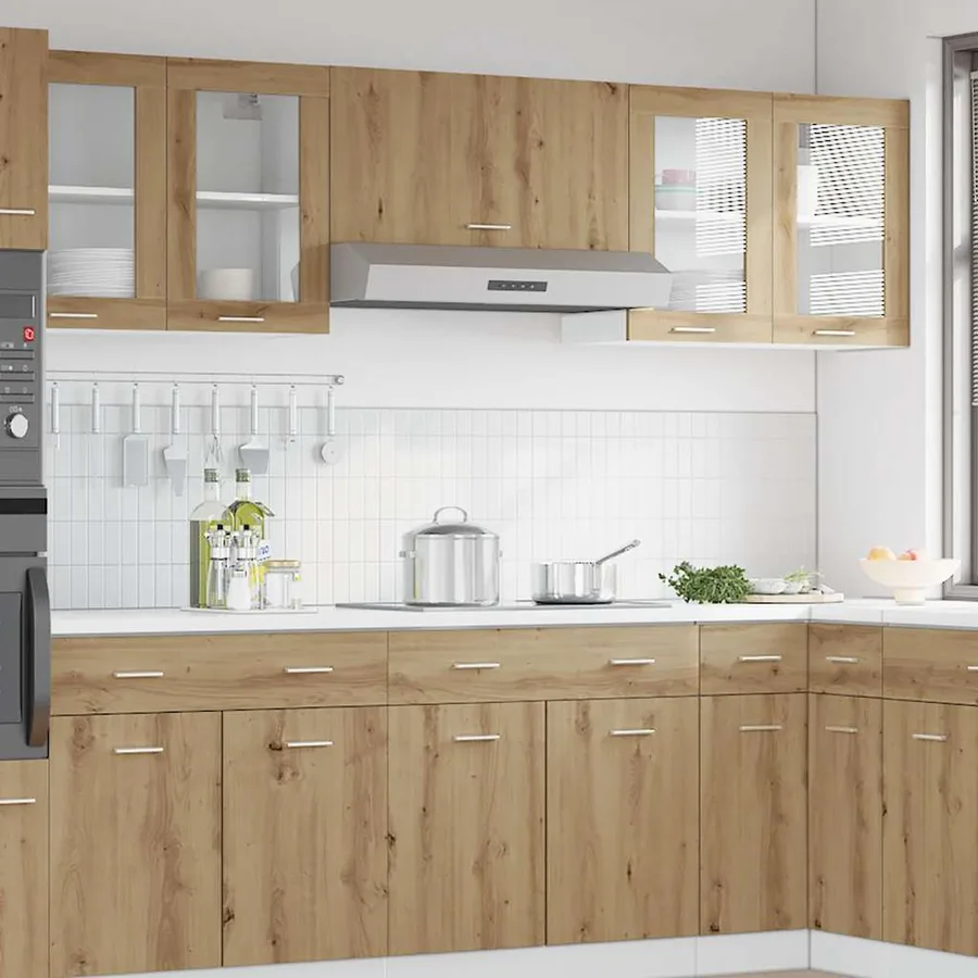 Armoire murale de cuisine "Lyon" avec porte vitrée Chêne artisanal 60 x 31 x 60 cm - 3