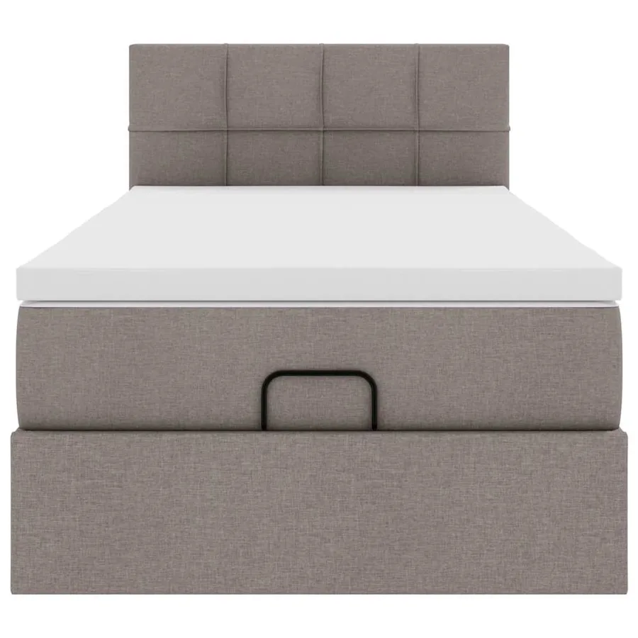Cadre de lit ottoman avec matelas taupe 80x200 cm tissu - 7