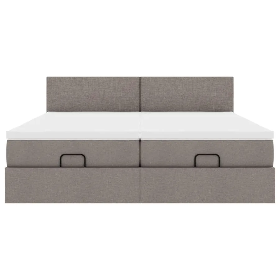 Cadre de lit ottoman avec matelas taupe 160x200 cm tissu - 8