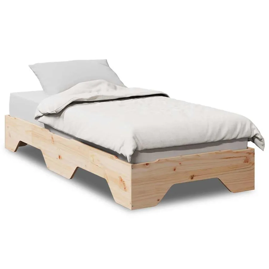 Cadre de lit sans matelas empilable 75x190 cm bois massif - 2