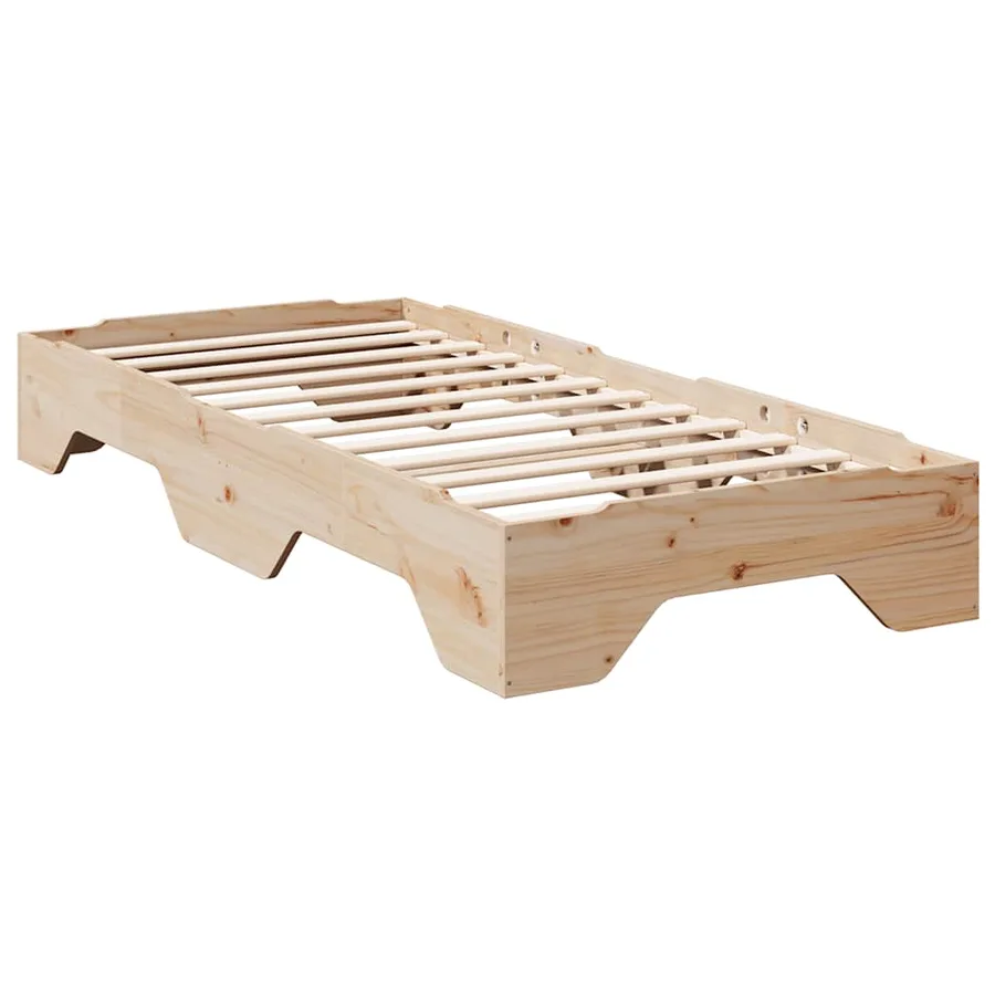 Cadre de lit sans matelas empilable 75x190 cm bois massif - 3