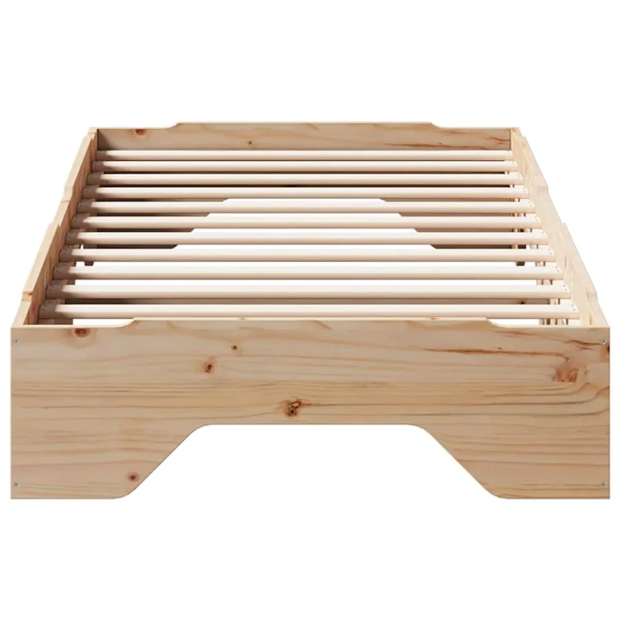 Cadre de lit sans matelas empilable 75x190 cm bois massif - 5