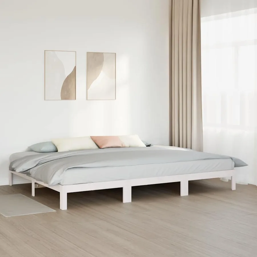 Cadre de lit familial sans matelas blanc 270x200 cm - 4
