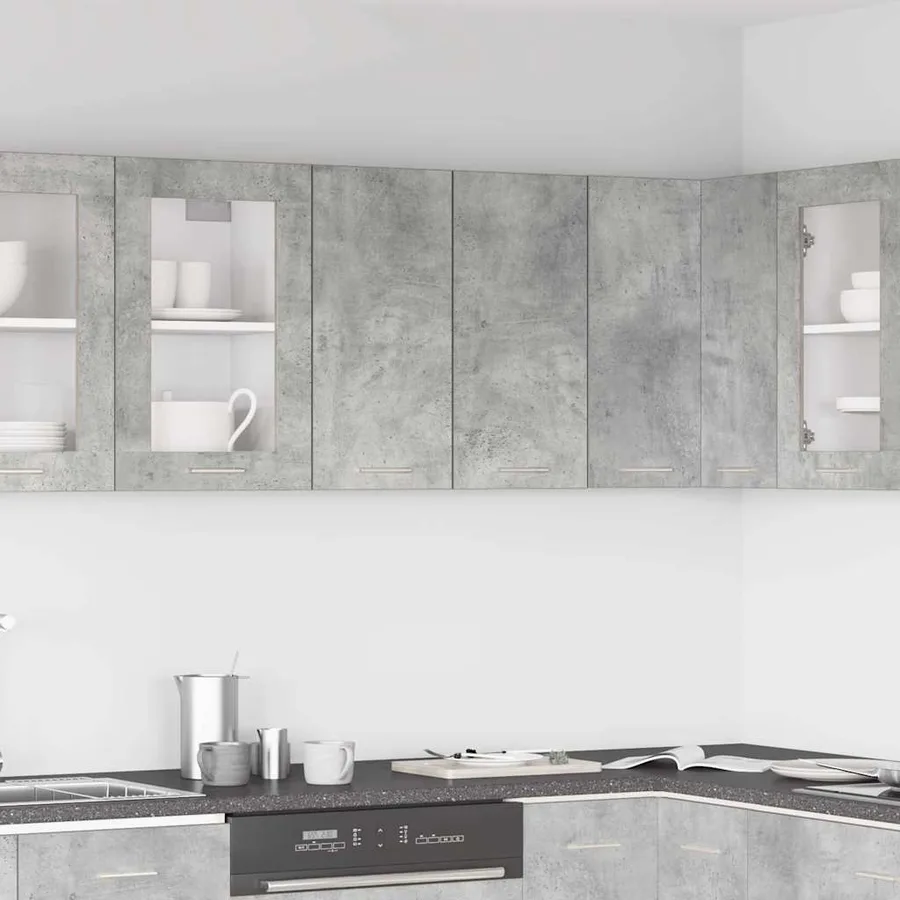 Armoire murale cuisine gris béton 60x31x60 cm bois d'ingénierie - 3