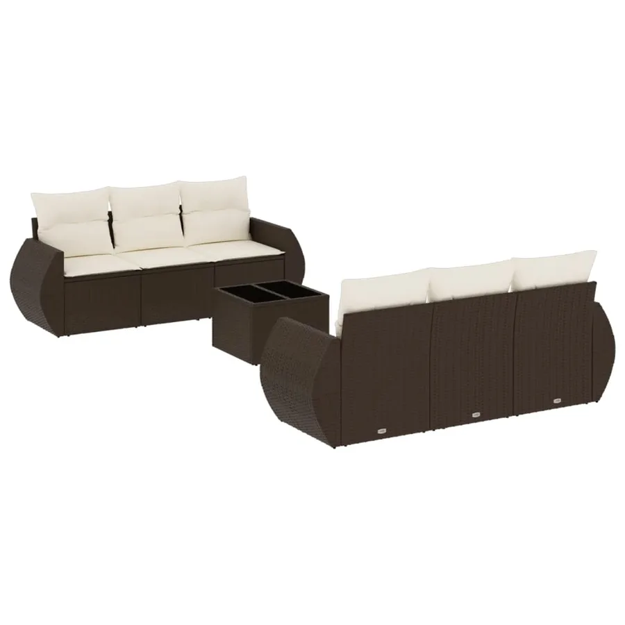 Salon de jardin avec coussins 7 pcs marron résine tressée - 2