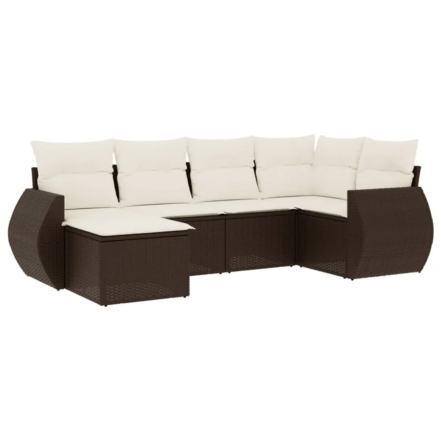 Salon de jardin avec coussins 6 pcs marron résine tressée - 2
