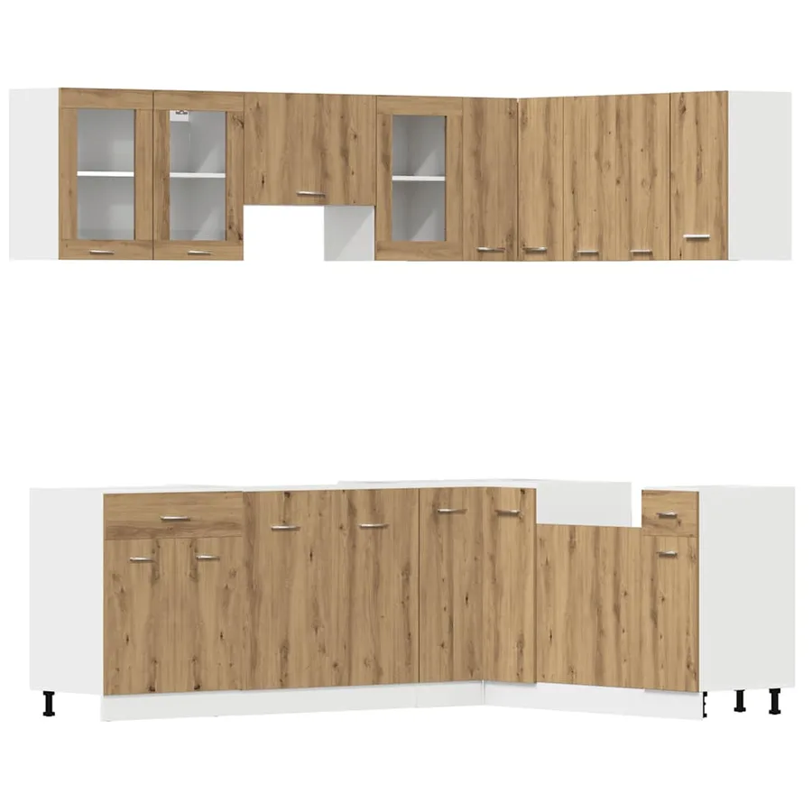 Ensemble de 11 meubles de cuisine "Lyon" en chêne artisanal - 2