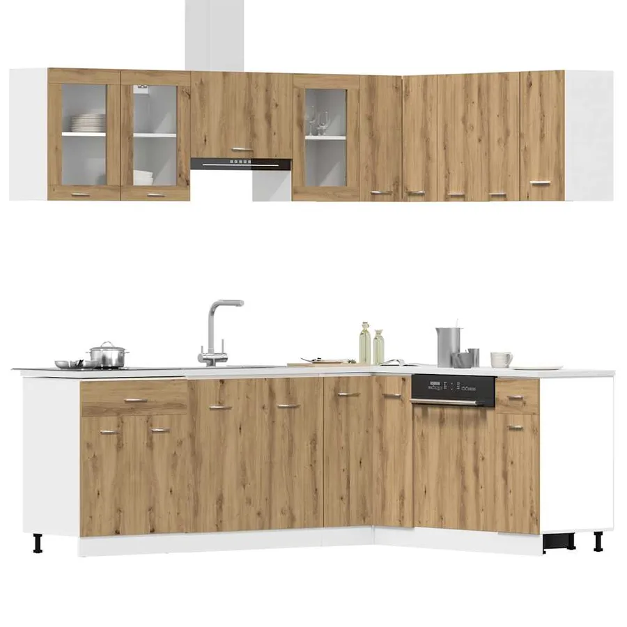 Ensemble de 11 meubles de cuisine "Lyon" en chêne artisanal - 3