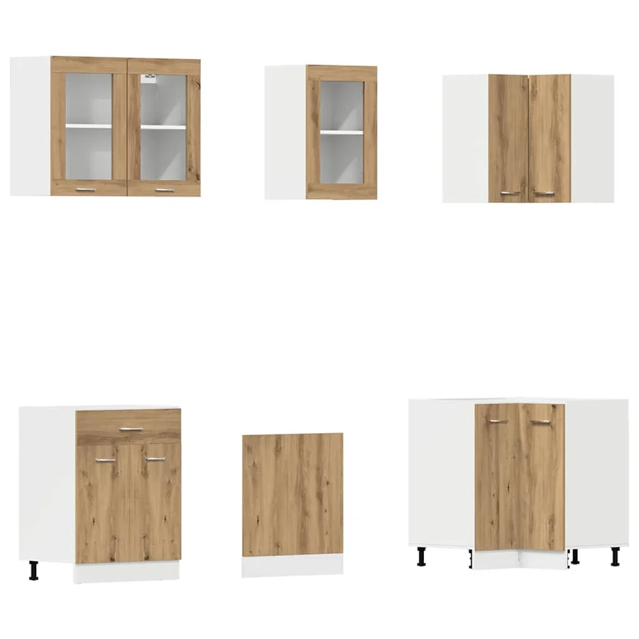 Ensemble de 11 meubles de cuisine "Lyon" en chêne artisanal - 4