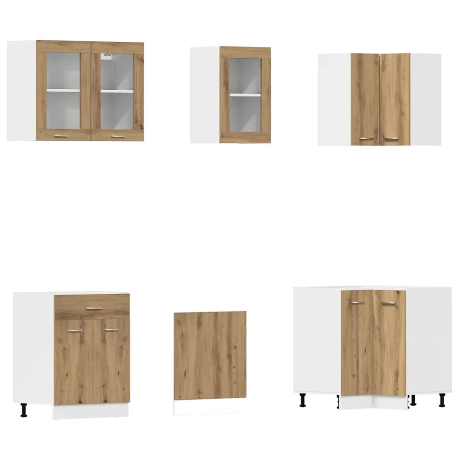 Ensemble de 11 meubles de cuisine "Lyon" en chêne artisanal - 5