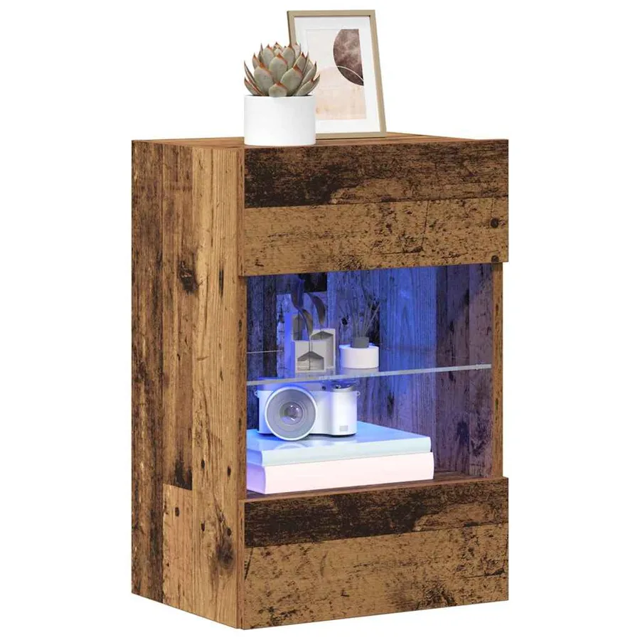 Meubles muraux avec lumières LED pour TV 2 pcs vieux bois 40x30x60,5cm - 16