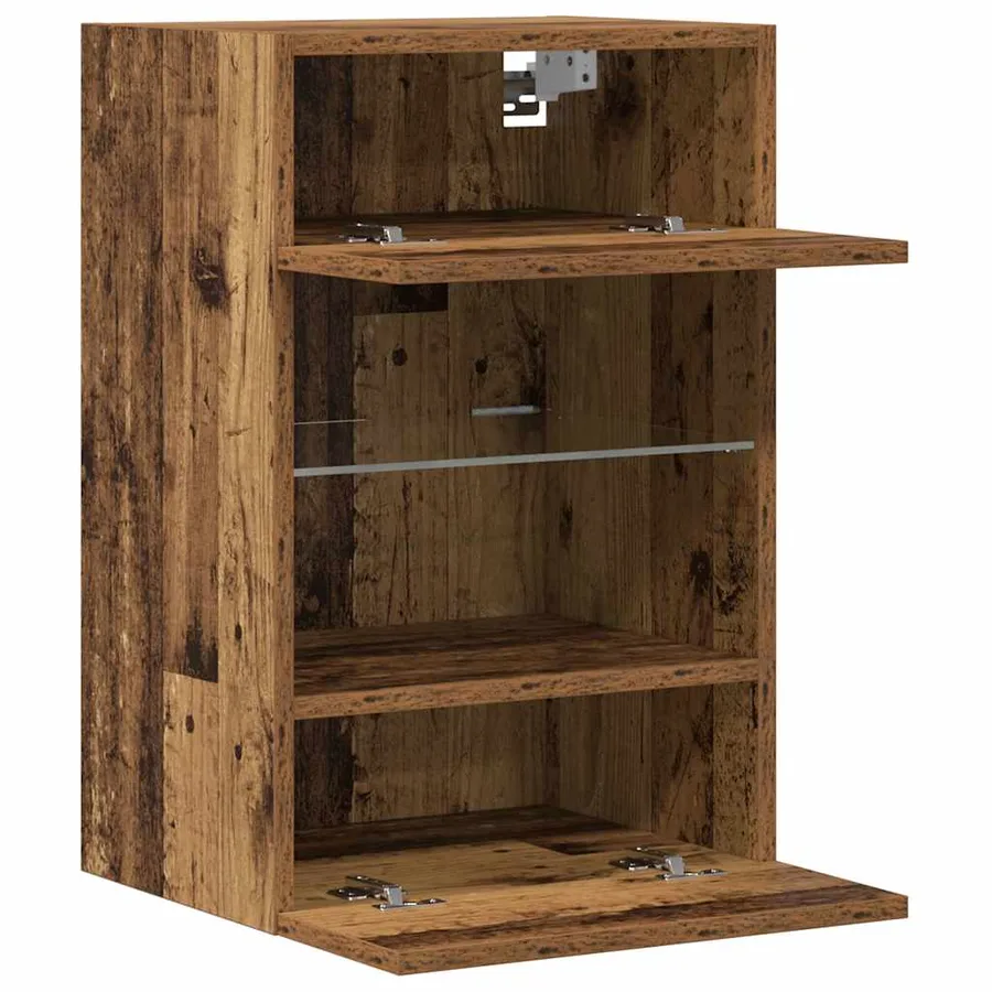 Meubles muraux avec lumières LED pour TV 2 pcs vieux bois 40x30x60,5cm - 7