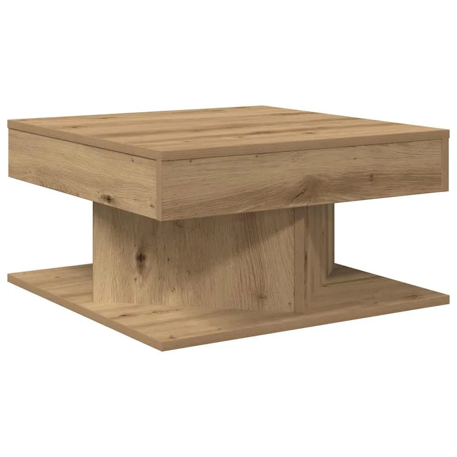 Table basse chêne artisanal 55x55x30 cm bois d'ingénierie - 2