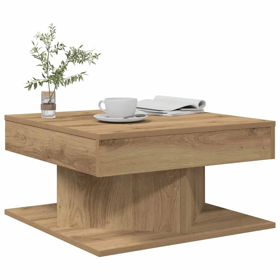 Table basse chêne artisanal 55x55x30 cm bois d'ingénierie - 3