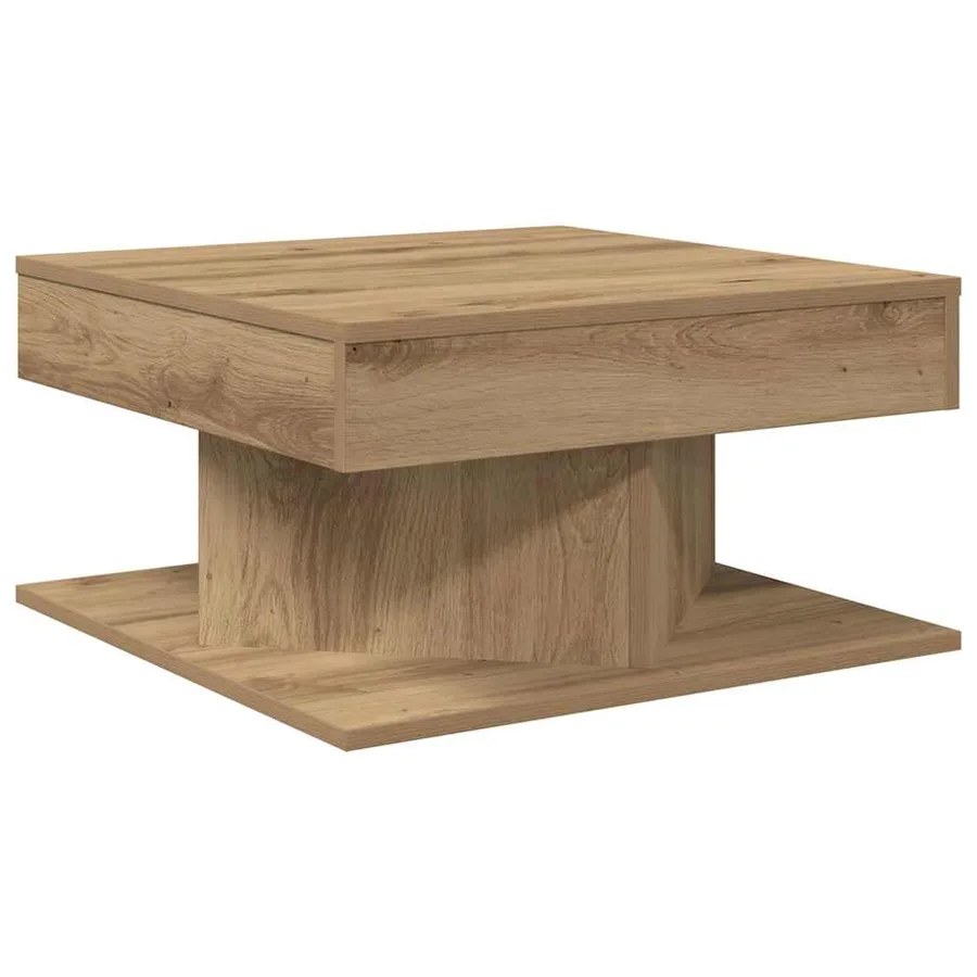 Table basse chêne artisanal 55x55x30 cm bois d'ingénierie - 6